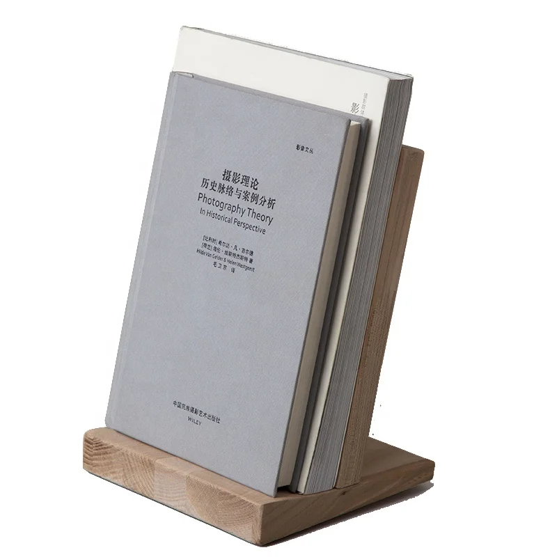 Solid wood book magazine holder rack for Desk bookend