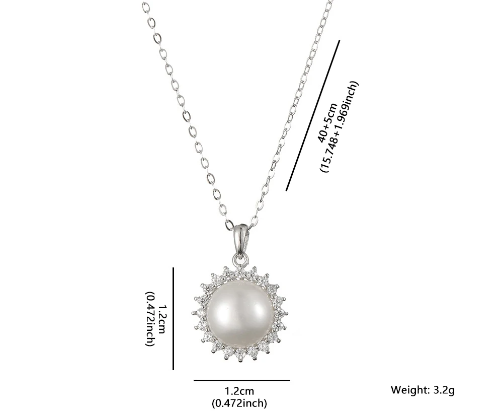 YZ Jewelry Zircon Sets Jewelry Set Silver 925 Sterling Elegant Women Silver Round Fresh Water Pearls Jewelry Set