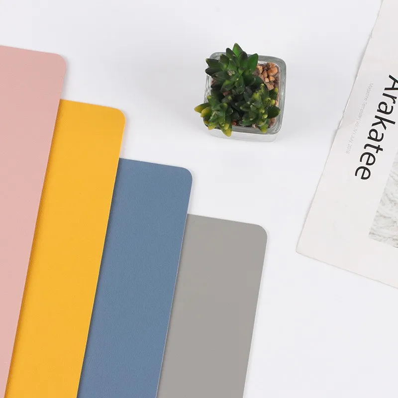 Nordic popular plain leather placemats for kids double-sided durable rectangle thermal insulation placemat home decor table mats