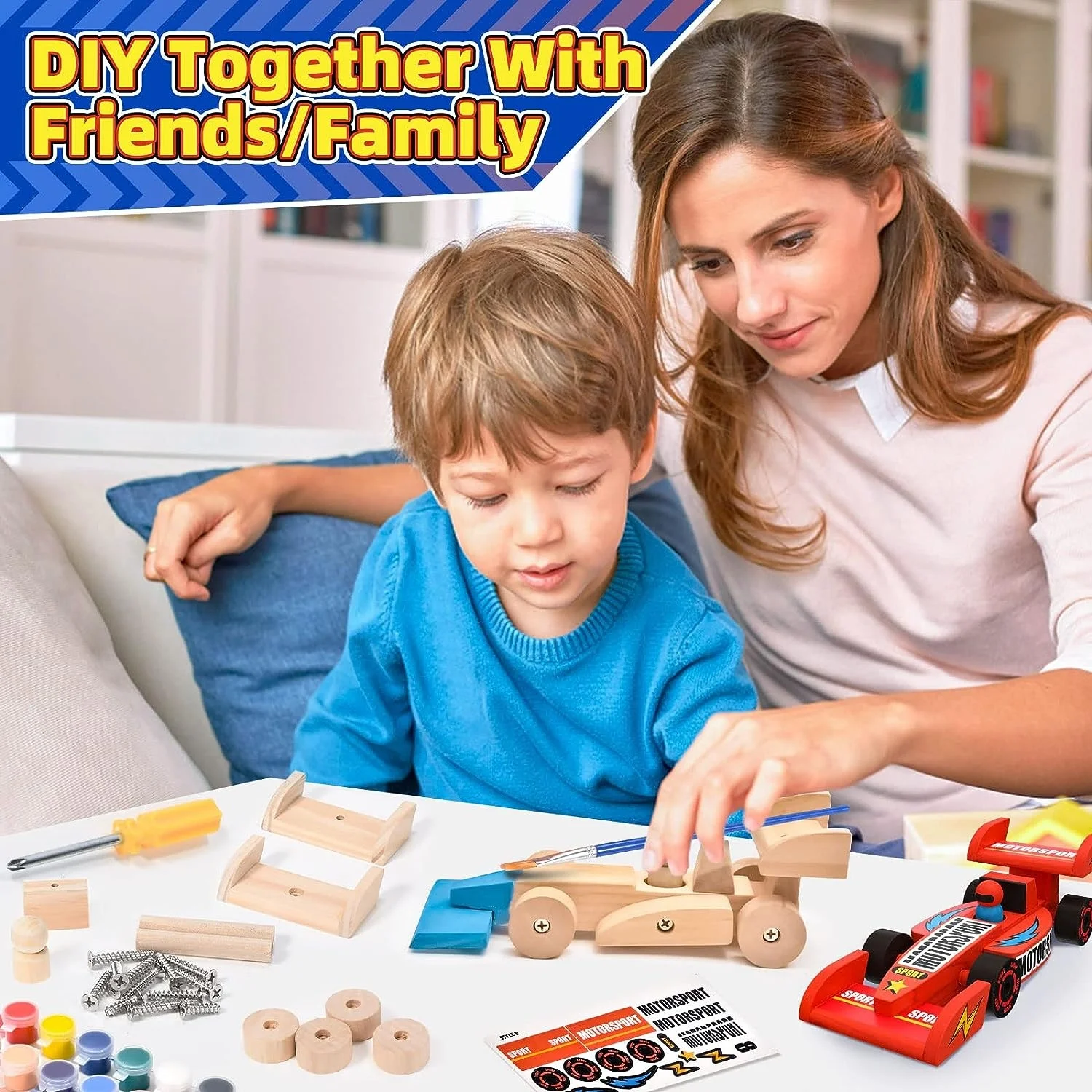DIY Wooden Cars Crafts for Kids Easy Assemble & Paint Your Own Race Cars Model Car Kits Woodworking Arts and Crafts for Kids
