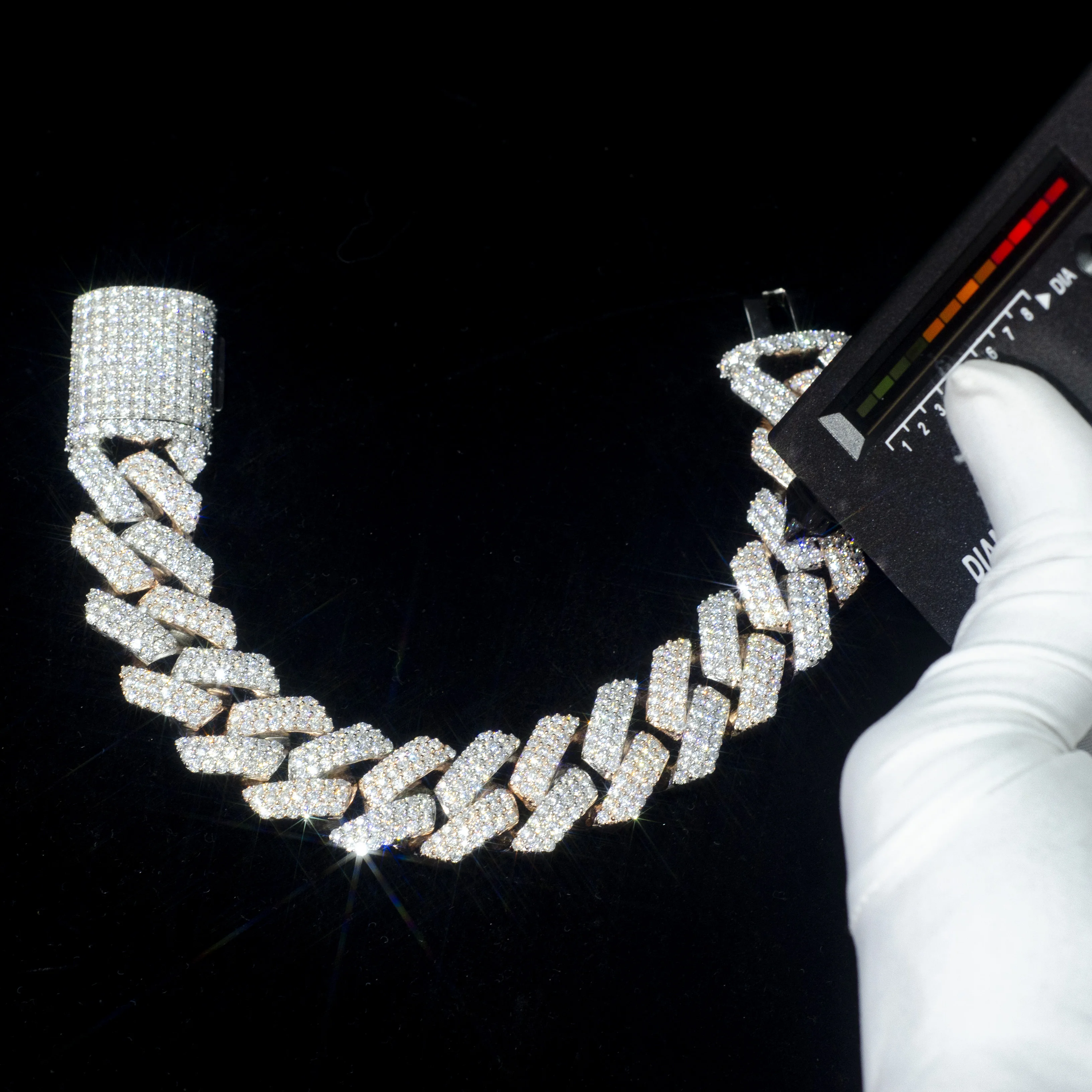 Classic Cuban link Chain 20mm Bracelet 2 Tone Rose Gold Pass Diamond Tester VVS Ice Out Moissanite Silver Fine Jewelry For Man