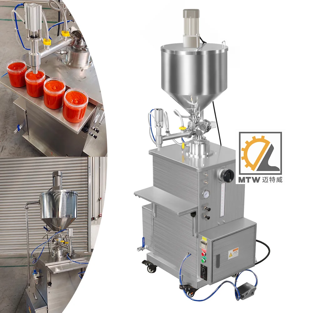 MTW Small business semi auto jam oil chili sauce filling machine with hopper for hot sauce