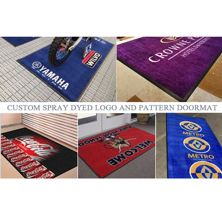 Non Slip Hotel Front door Welcome rubber backing custom carpet rug and logo printed outdoor entrance mats