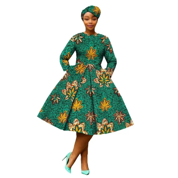 Limanying Well made  casual best kitenge dresses real ankara 100% cotton ankara fabric african dresses With headscarf