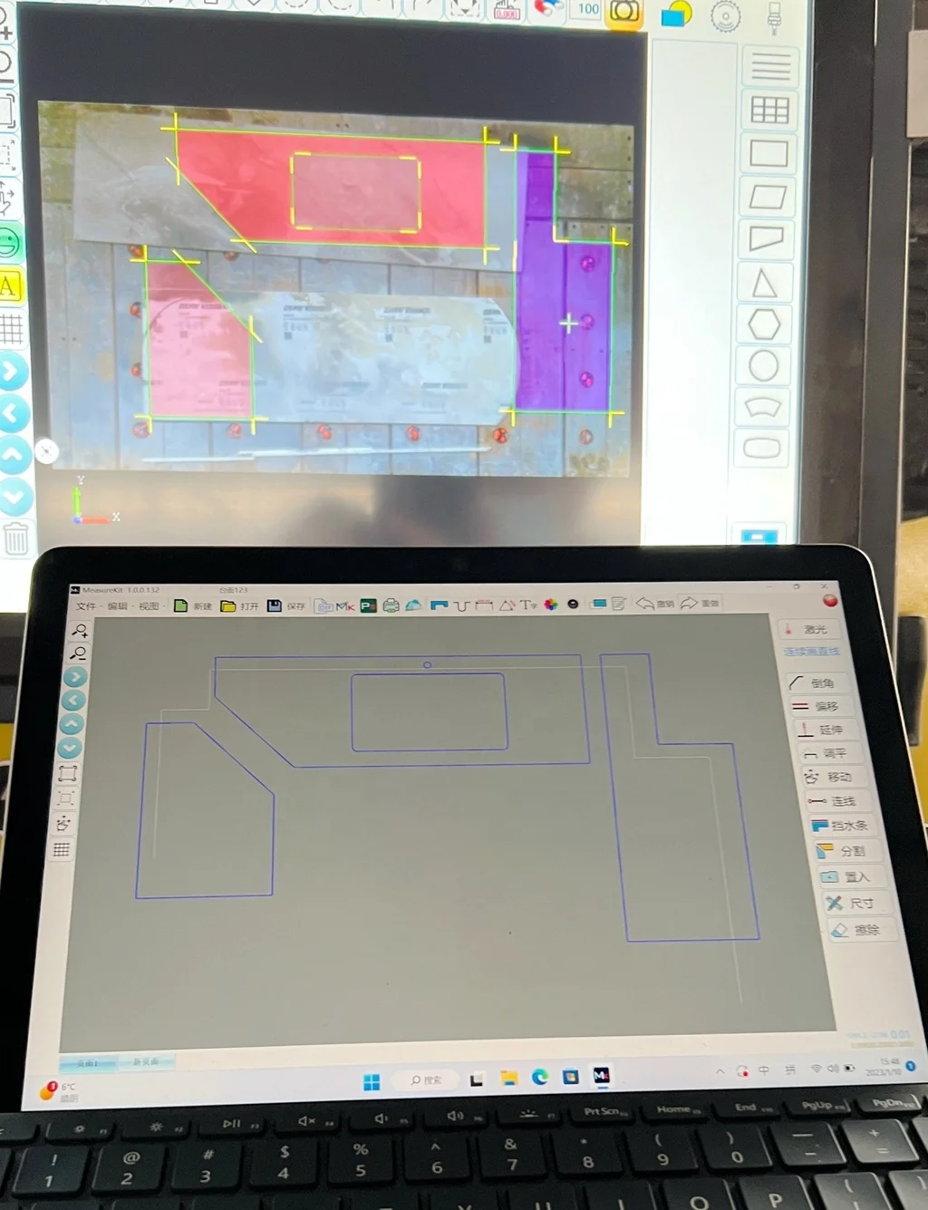 OMC Digital Templating MeasureKit Instrument for Countertop Installation Dust-Free for Manufacturing Plant