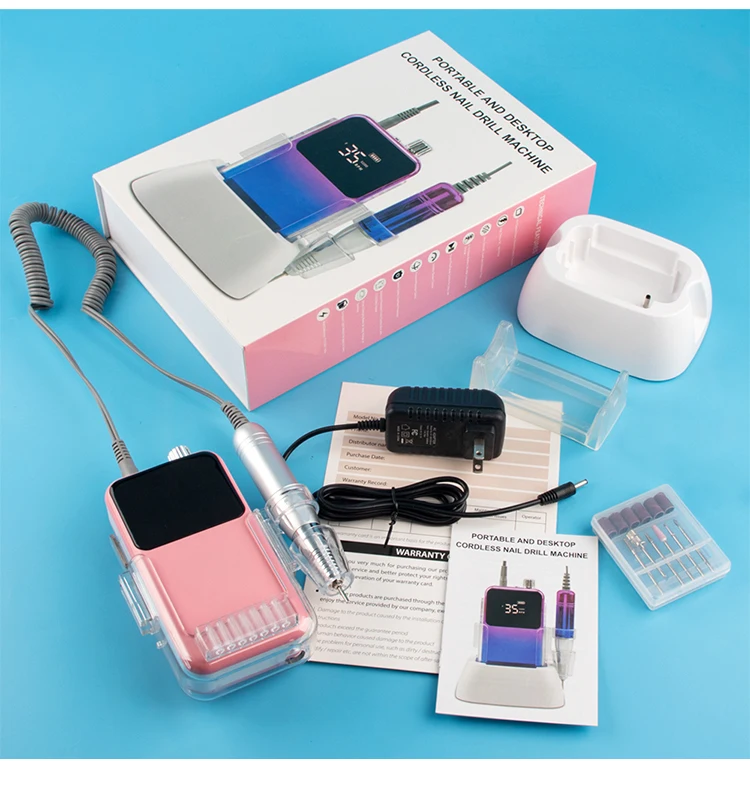 New Upgraded Electric E File with LCD Display 2024 Pro High Tech 2500mAh Wireless Fast Removal Electric Nails Drill Kit