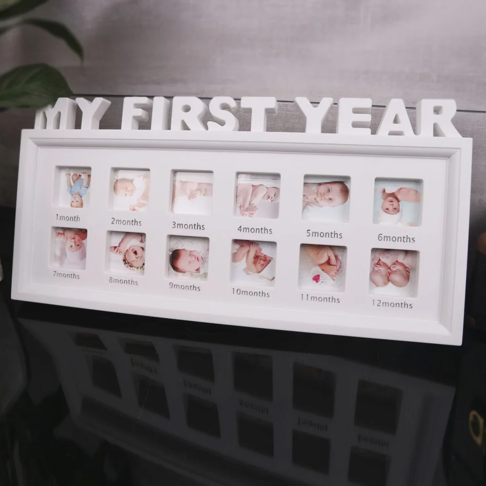 One year old baby photo album 0-12 months growth record plastic photo frame