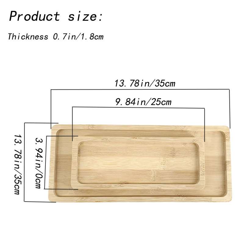 Wholesale Eco-friendly Kitchen Accessories Logo Custom Rectangular bamboo serving trays