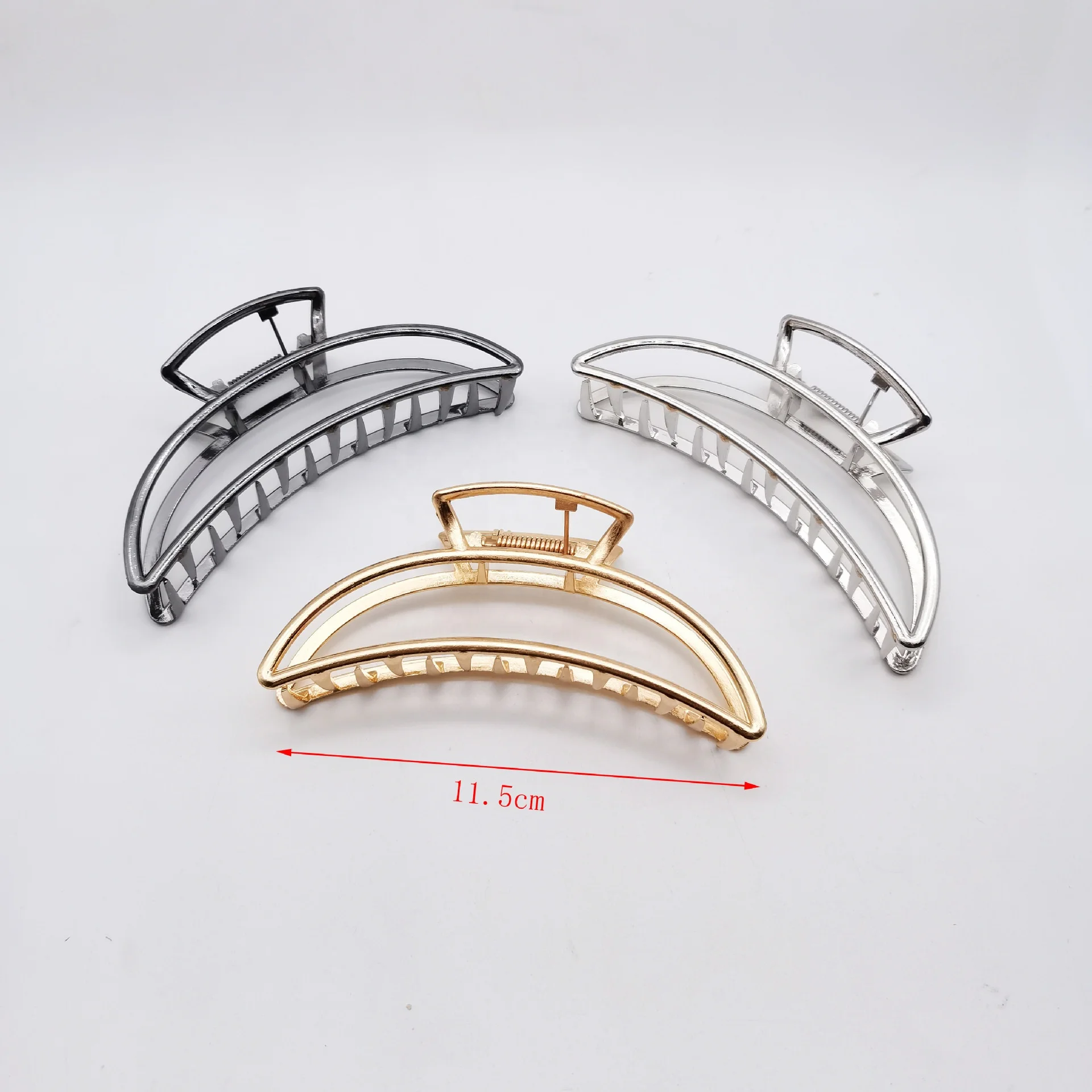 Заколка для волос, золотистая, серебристая, черная, большая металлическая заколка для волос из сплава, зажим для густых волос