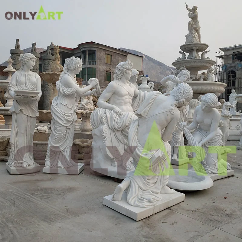 Only Art Europe Style Classic Greece Famous White Marble Apollo Bathing Statue