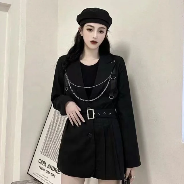 OUDINA Fashion Style Design Sense Female Casual Midi Blazer Dresses Suit Jacket Women Blazers