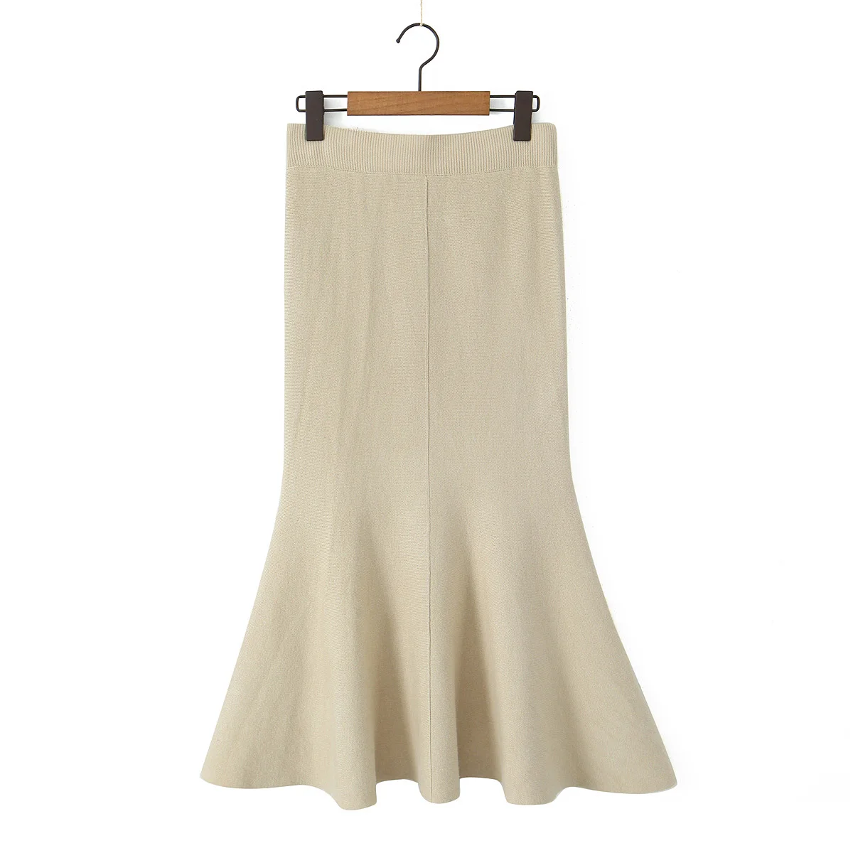 3 colorway elastic waist knitted solid color casual fashion long skirt for women