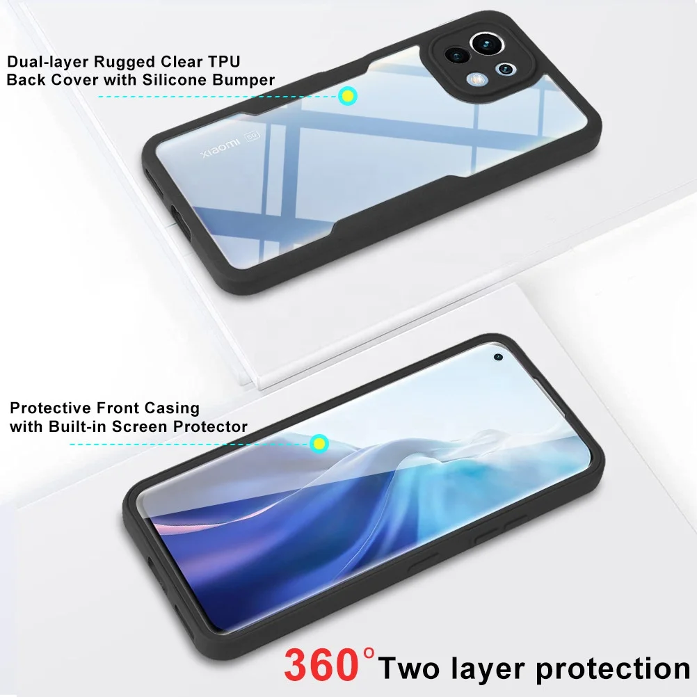 Hoya 360 degree Full Protection Clear Mobile Phone Cover TPU PC luxury Transparent Tempering Glass Phone Case for iPhone 12 13