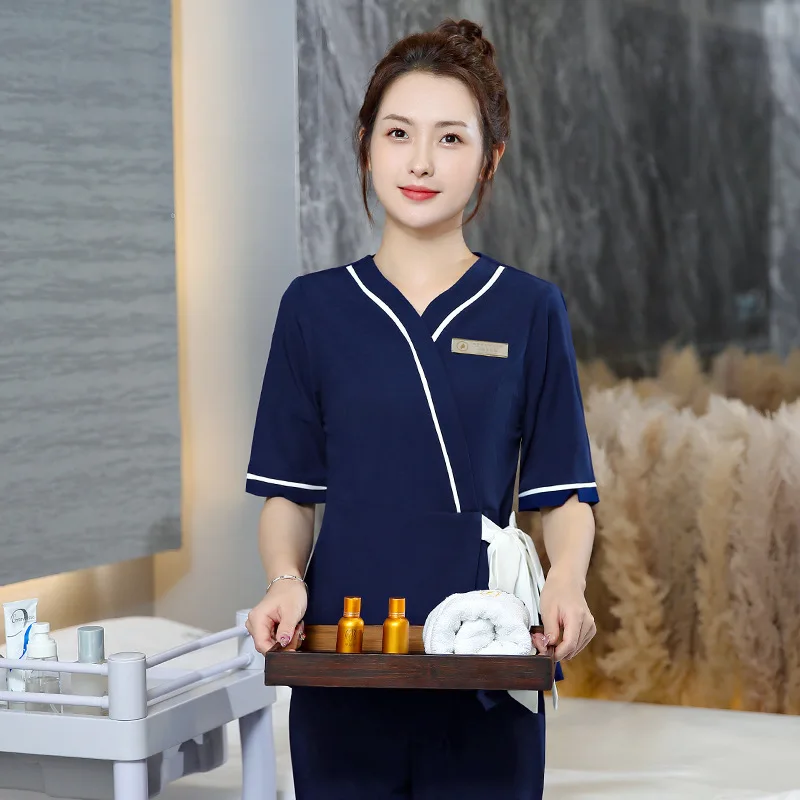 Esthetic Uniform Women Beauty Salon Clothing Autumn Sauna Foot Bath Uniforms Hotel Waiter Work Clothes SPA Uniform