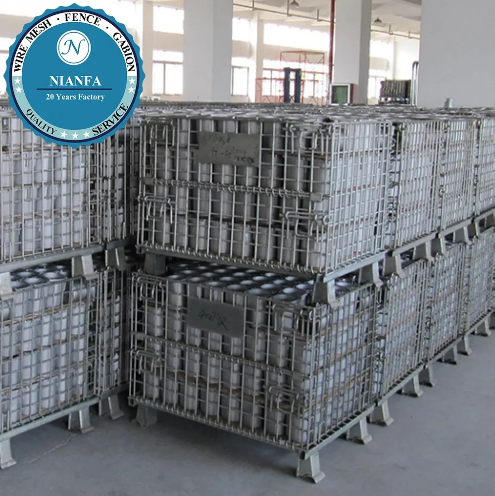 Stackable Collapsible Folding Storage Metal Steel Wire Mesh Pallet Cage for Sale
