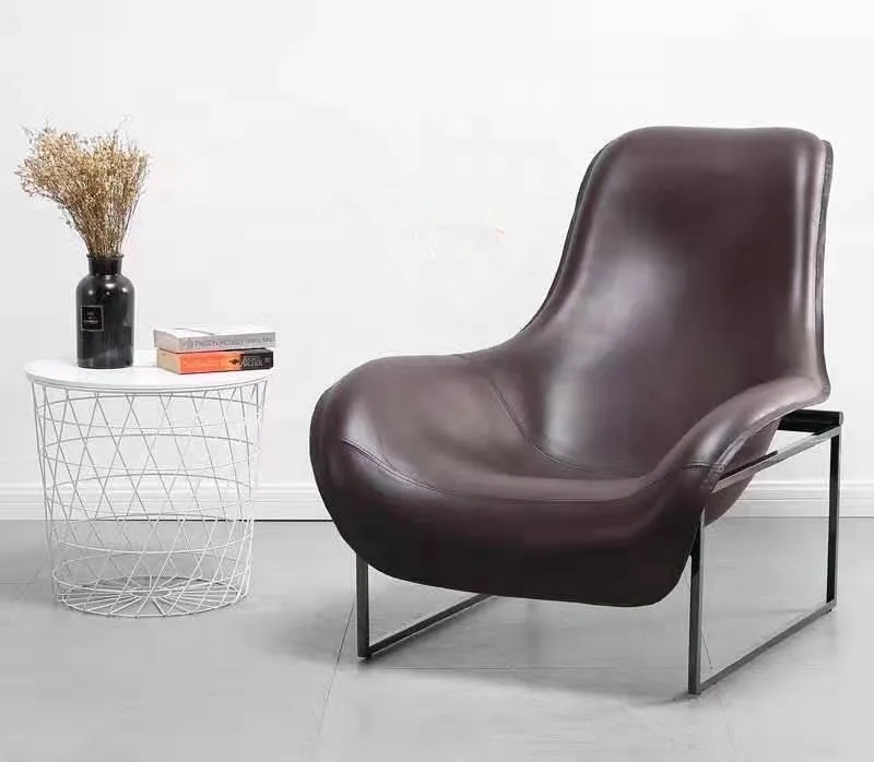 Fashion stainless steel comfortable recliner chair sale modern lounge armchairs italian luxury leather living room chairs