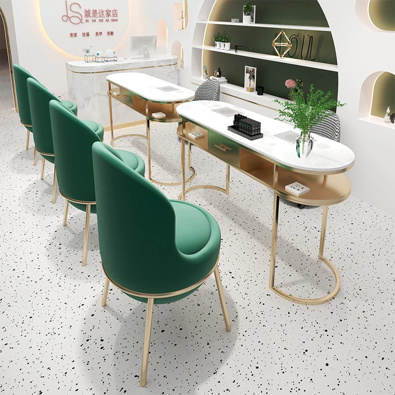 Metal Beauty Salon Workstation Nail Table Dust Collector Vent Nails Make Up Desk Nail Tech Manicure Table