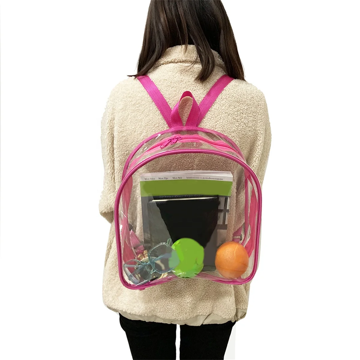 Transparent Artist Bag See Through Waterproof Plastic Kids PVC Clear School backpack with Removable Strap