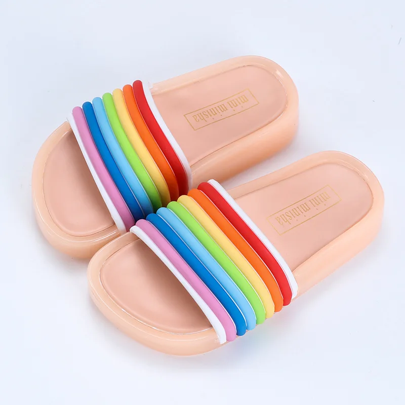 
Summer kids PVC LED Slippers Non-slip Rainbow Beach Sandals Kids Home slippers for Boys Girls 