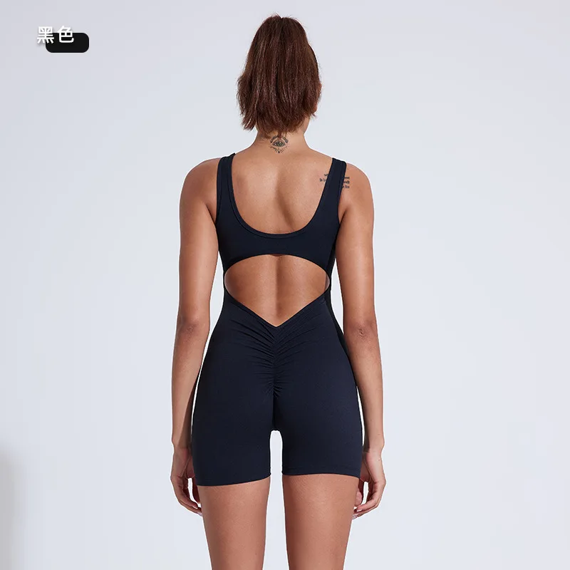 European and American nude sports Clothes Quick-Drying one-piece V-shaped Waist and beautiful Back Sports yoga Clothes