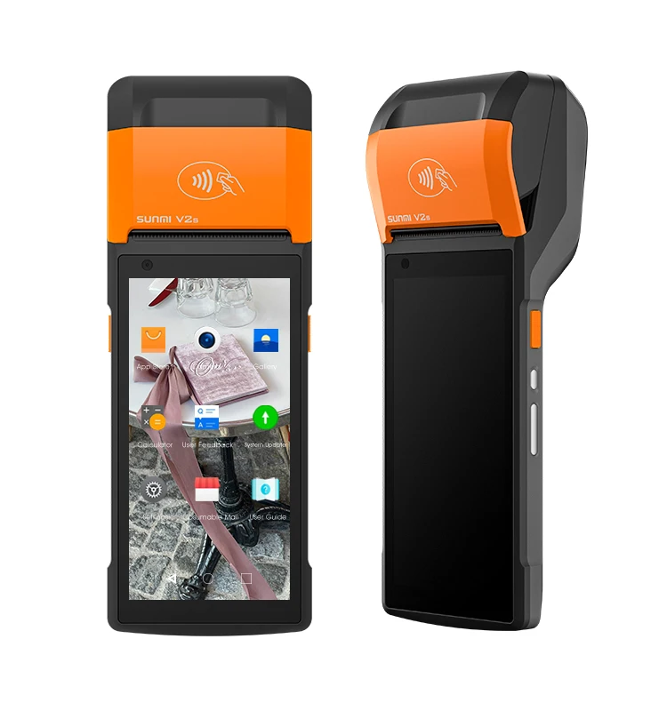 Портативный мини-терминал Android Pos с тепловым сканером штрих-кодов ручной сенсорный Pos-система термопринтером Wi-Fi Bt