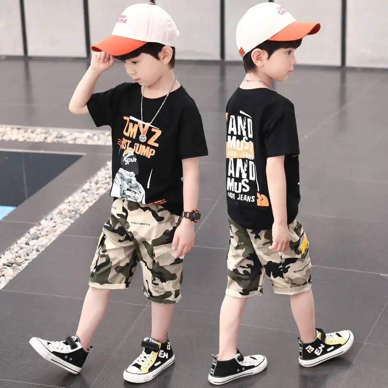 Summer Cheap Baby Boys Clothing Top+Shorts Jogge 5-9y Fashion Kids Clothes Children 2 Pcs Sets