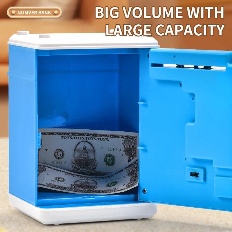 Novelty kids safe plastic paper money saving boxes digital password electronic atm piggy bank for kids
