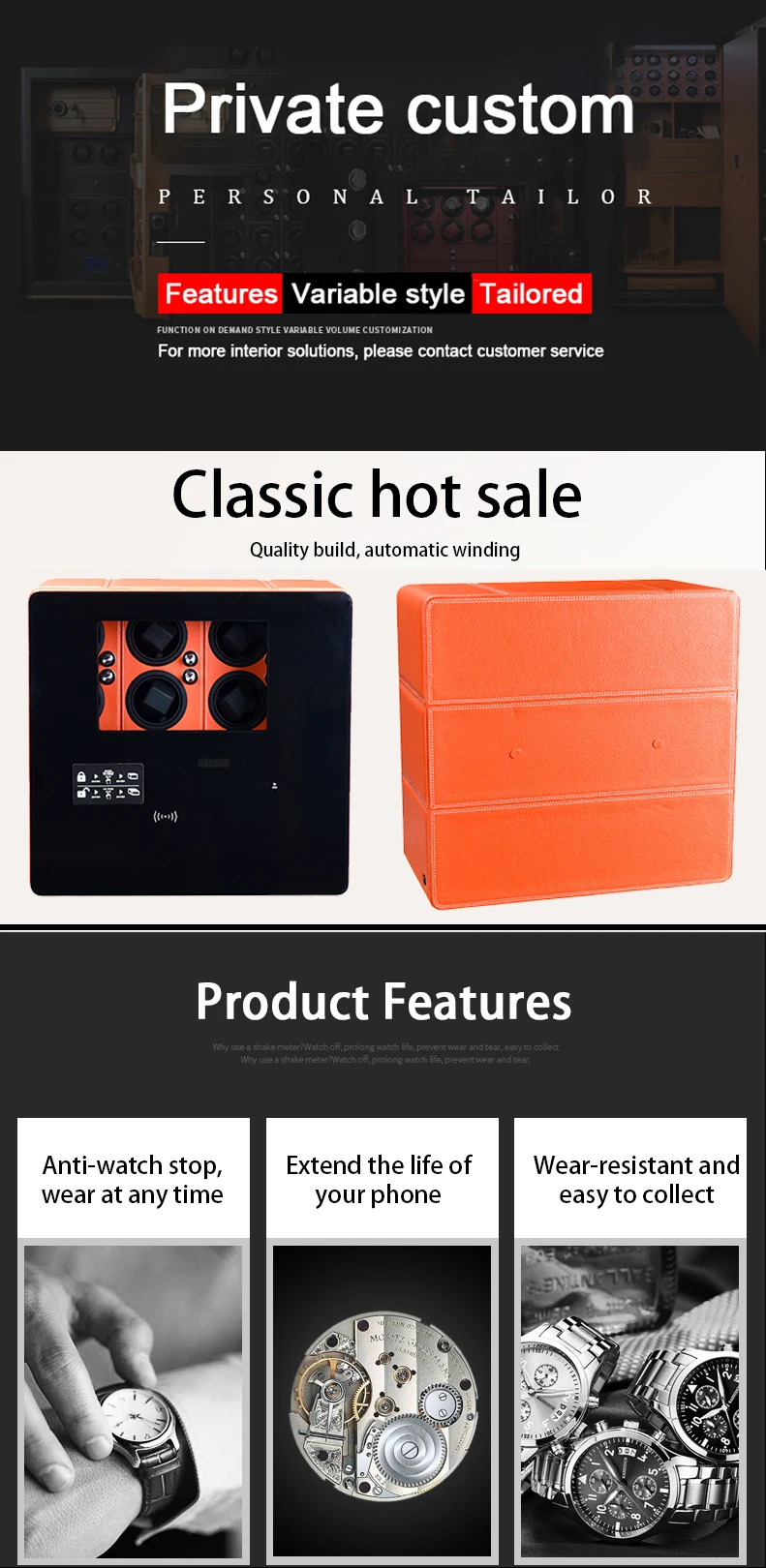 Home digital custom jewelry luxury cabinet boxes watchmaker watch winderl