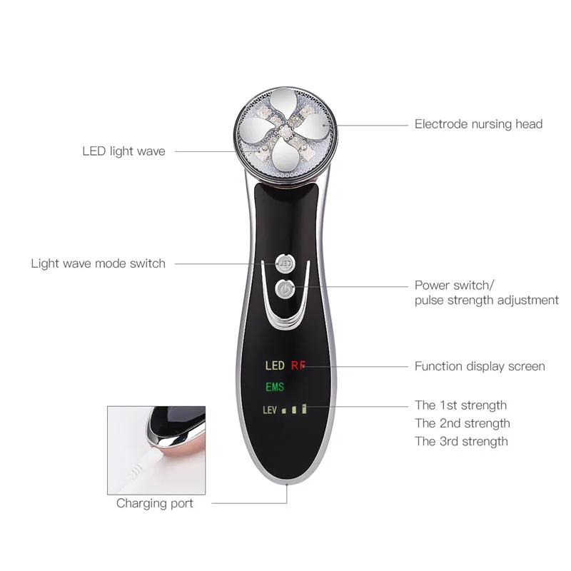 Radio Frequency Facial Massager 4 In 1 RF Skin Tightening Machine Ems High Frequency Facial Lifting Massager