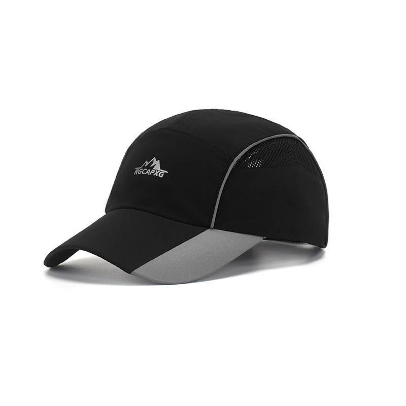 High Quality Quick Dry Running Sports Hats Gray Black Custom Cheap Baseball Cap With Breathable Mesh