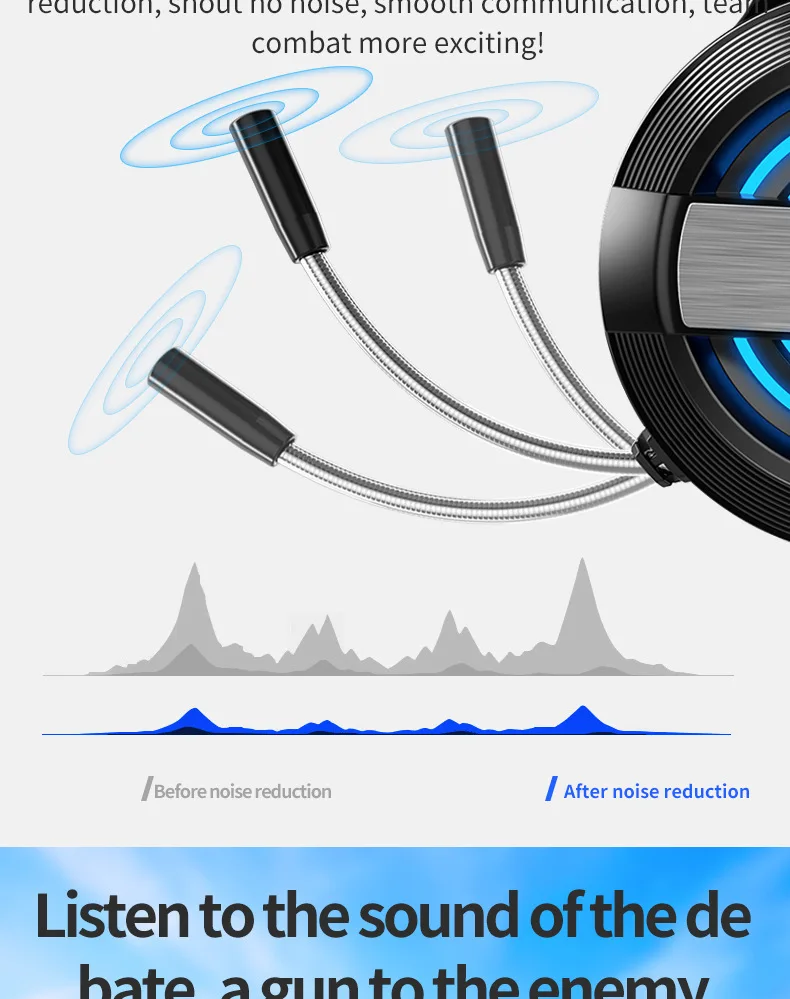 ANC 7.1 Luminescence Gamer Headphones Long Lasting PS 4 Headband Games Audifonos Noise Cancelling Gaming Headset