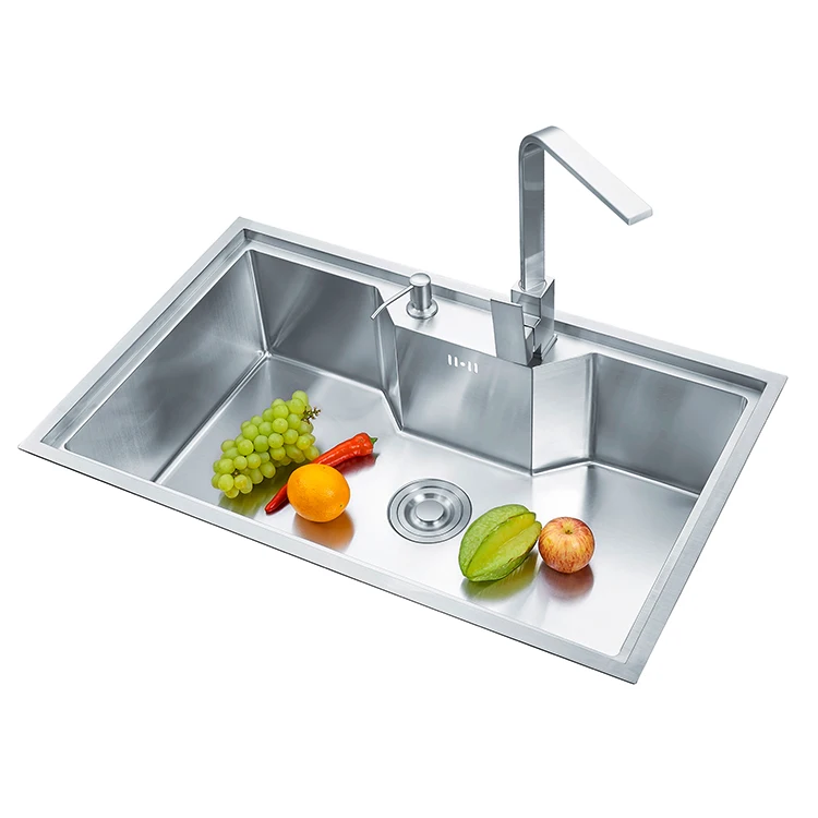 Above counter basin square shape 1 bowl stainless steel thick handmade kitchen sink dishwasher
