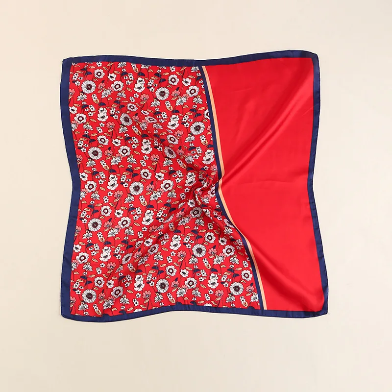 2022 маленький квадратный шелковый тонкий декоративный ободок для волос с цветочным принтом Универсальный шарф с принтом