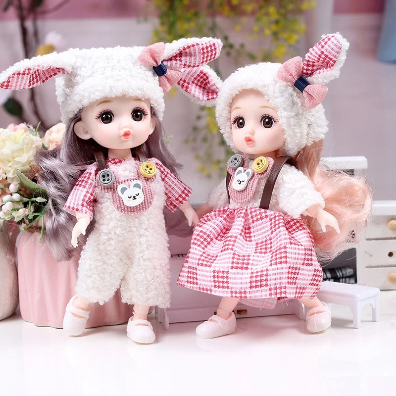 Newest 16CM cute princess dolls Girl toys movable joints Dress up babe doll with pretty clothes and skirts baby dolls girl toy