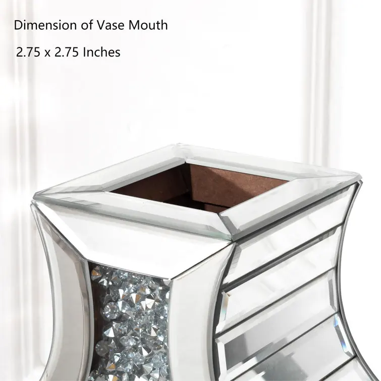 Wholesale Big Large Floor Flower Vase for Wedding Tall Clear Mirror Decor Mirrored Bud Glass & Crystal Novelty Silver Decorative