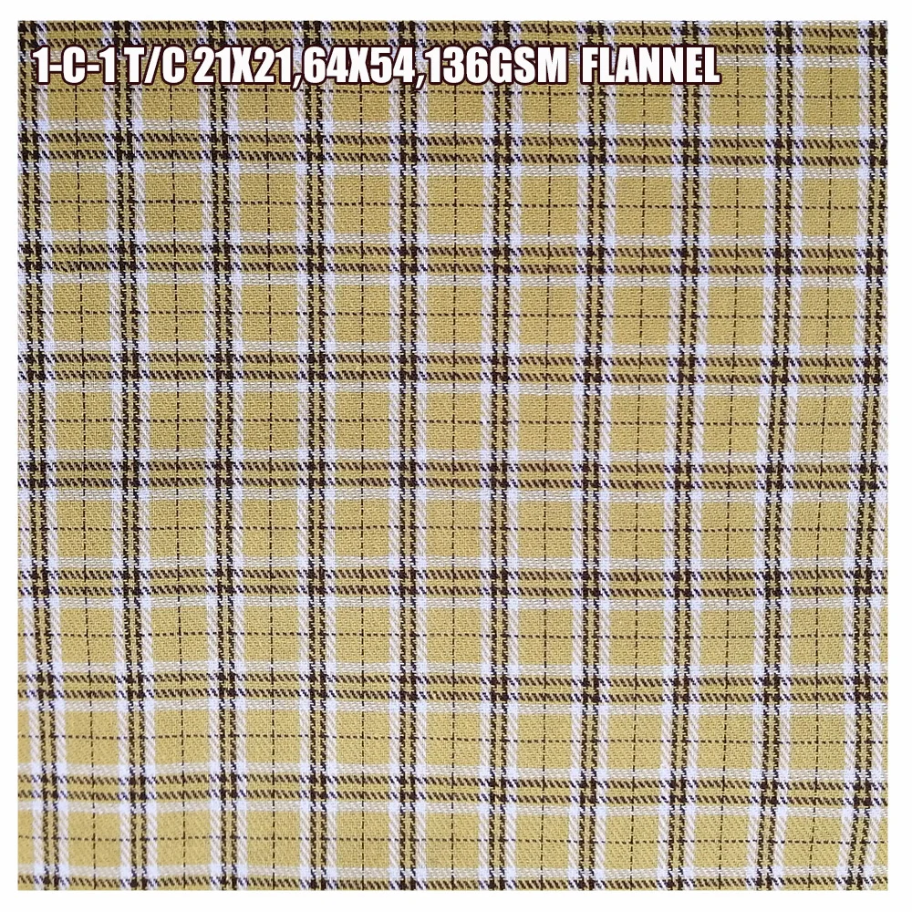 T/C пряжа окрашенная фланелевая ткань 21x21 64x54 с готовой массой