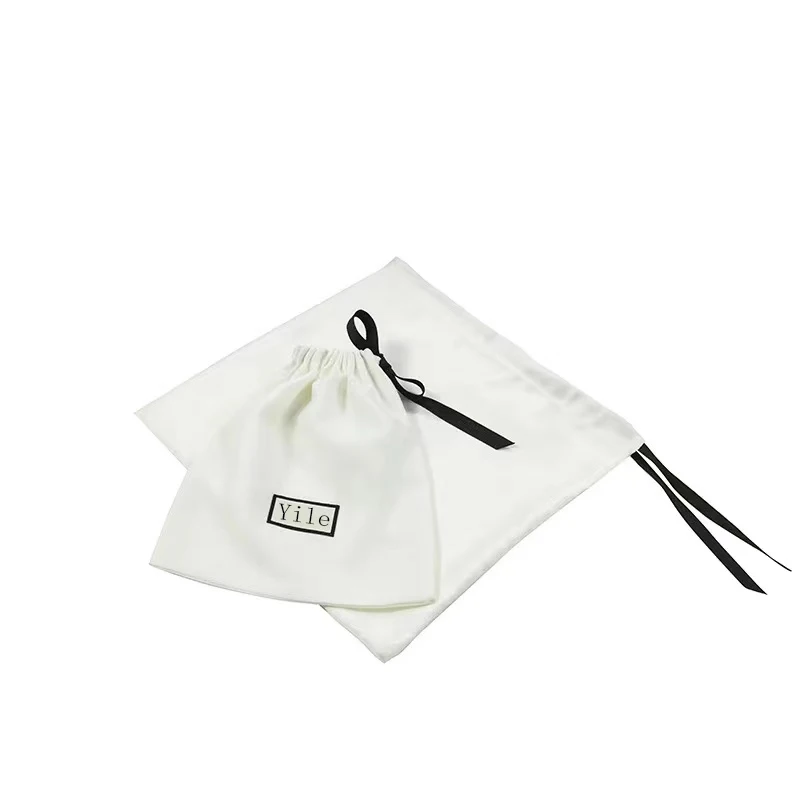 High Quality Chic Handbags Shoe Dust Bags Customized  Logo Satin Drawstring Bags for Cosmetics and Clothes