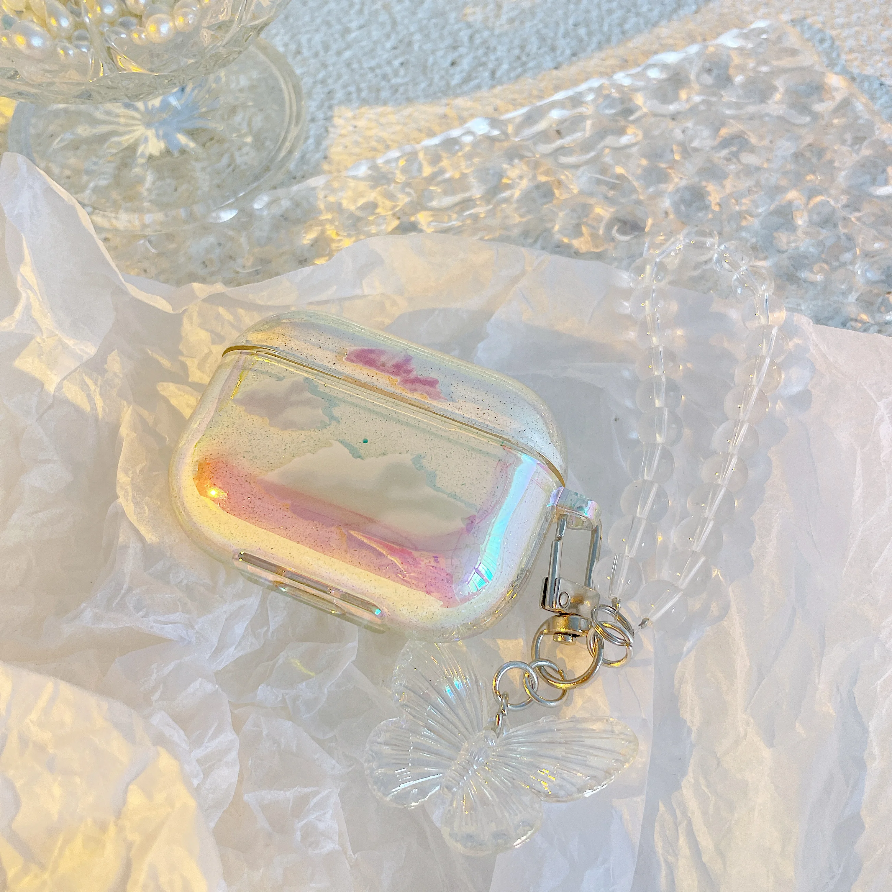 shining women Luxury zipper mini handbag universal Designer Case mirror for Airpods 1 2 3 pro Make up collection PU bag case