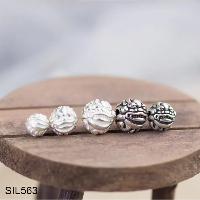 Sterling Silver Pixiu Beads Sterling Good Fortune Pixiu Beads 925 Silver Lion Beads SIL563