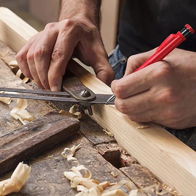 KEGRET hot selling Solid Carpenter Pencil Set With Built-in Sharpener scriber woodworking pencil mechanical pencil