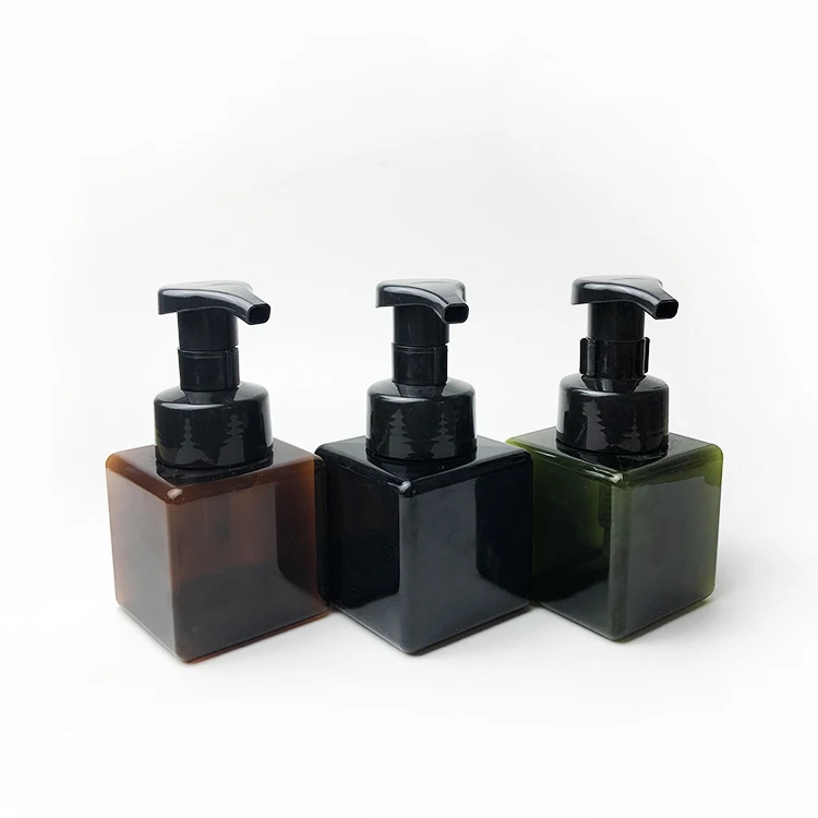 Cosmetic 250ml White Brown Green Cosmetic Container 8oz PET Plastic Foam Lotion Soap Dispenser Shower Gel Pump Bottle