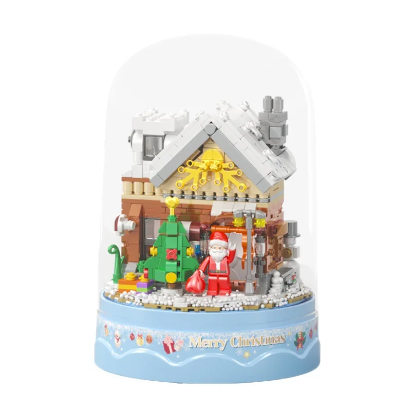 Zhegao MOC Christmas Music Box Building Bricks Drifting Snow Gingerbread House Creative Construction Toys Gift  for Kids