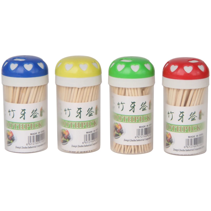 
Bamboo Sticks Low price Wooden Bottled packing toothpick Double Side Sterile Mini Tooth pick dispenser Refillable bottles 