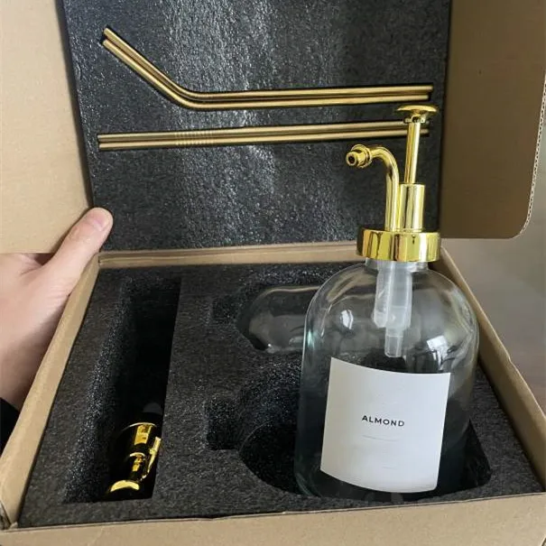 2023 top sale Maple Coffee Syrup Glass Bottle 16 Oz 500 Ml Coffee Syrup Dispenser For Coffee Bar With Pump Dispenser