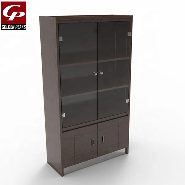 supermarket wooden glass wine display cabinet for gondola shelf