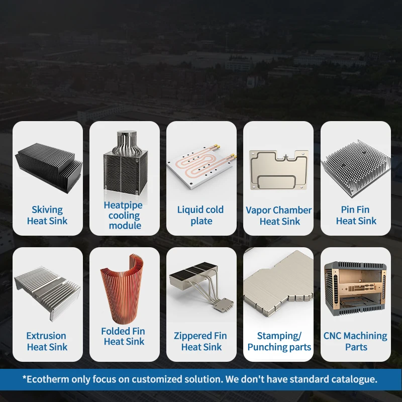 Ecotherm 1000w copper Industrial pipe heatpipe cooling module custom heatsink aluminium heat sink