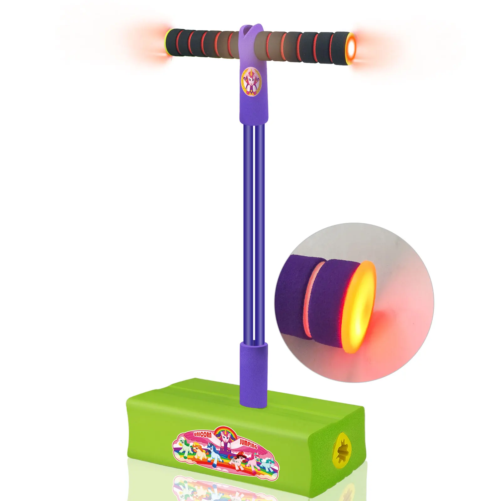 YongnKids Luminous Jump Pogo Stick Fitness Toys Click And Play Foam Pogo Jumper For Kids