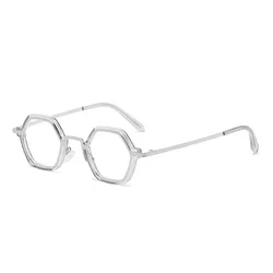 Classic hexagon metal eyeglasses frames men high quality vintage blue light blocking glasses for women custom own logo