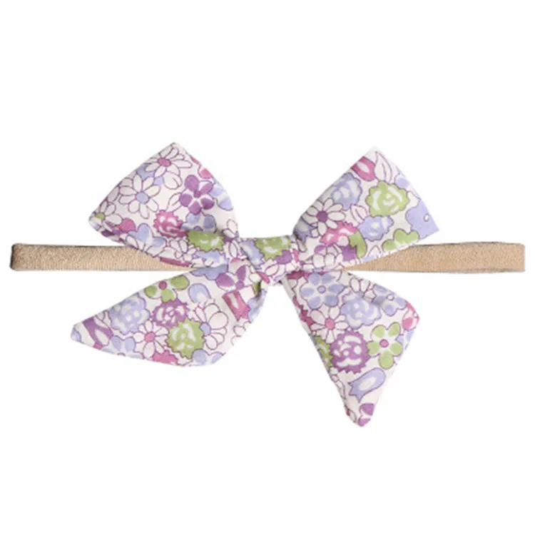 Nylon Kids Headbands Simple Design Newborn Baby Girl Hair Band Elastic Soft Fabric Flower Baby Bow Custom Thin Headband