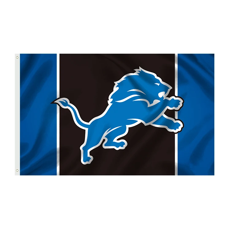 Top Sales Custom Detroit Lions 3 x 5 Flag Digital Printing Banner  Nfl Team Football Flag Detroit Lions Flag